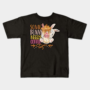 Some Bunny Needs Coffee HapEgg Easter Kids T-Shirt